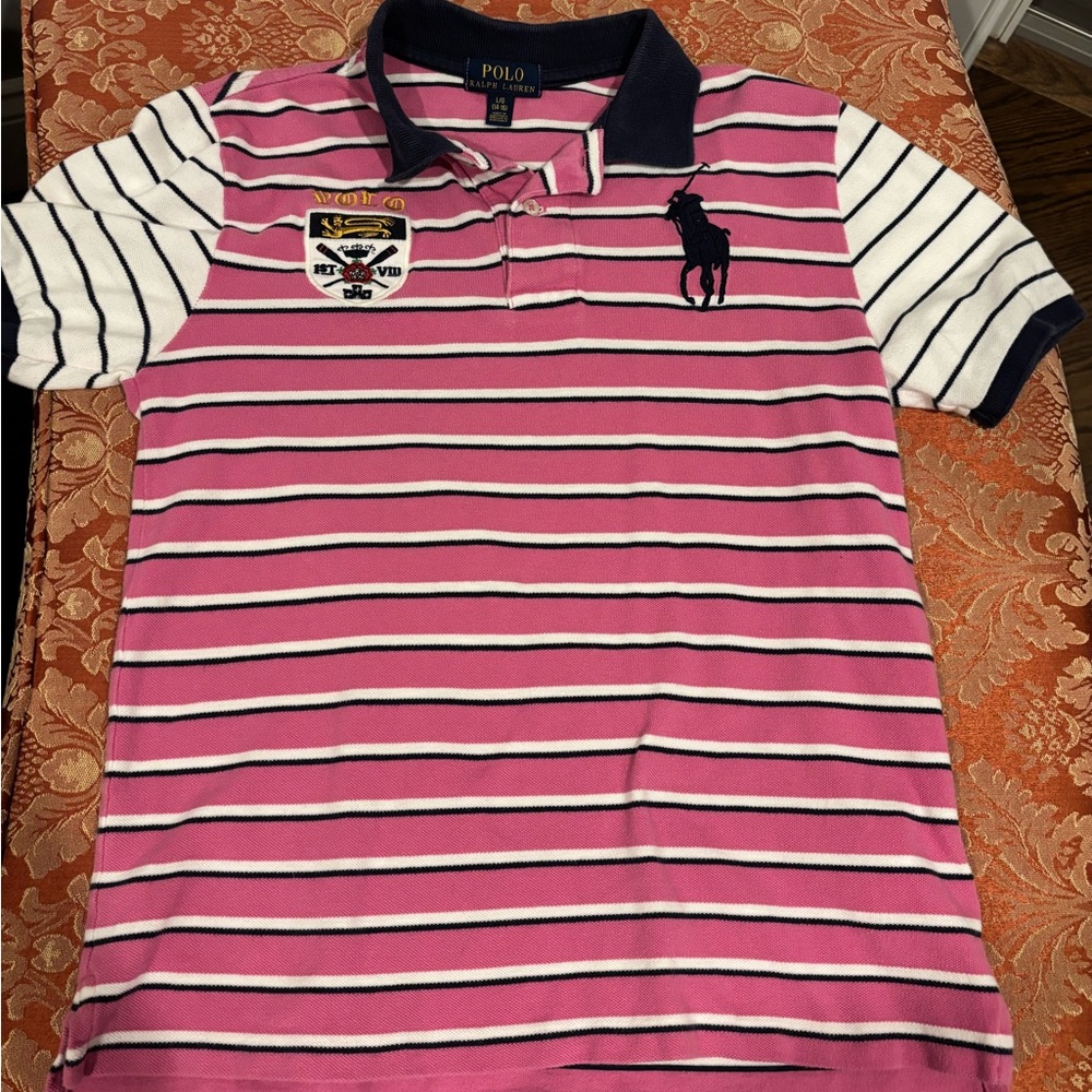 Polo by Ralph Lauren Kids Pink and White Striped Polo